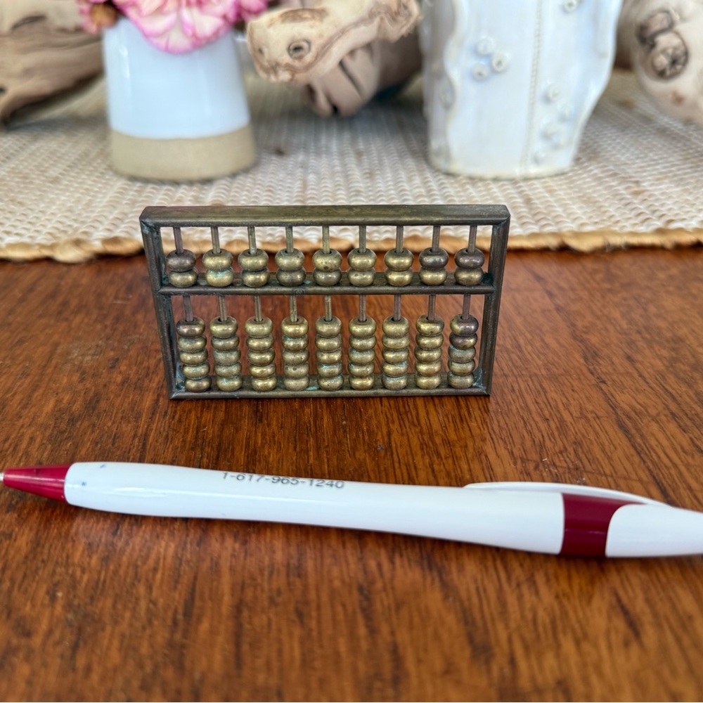 Vintage Miniature Solid Brass Pocket Abacus - Rare Desktop Decor - Picture 2 of 2